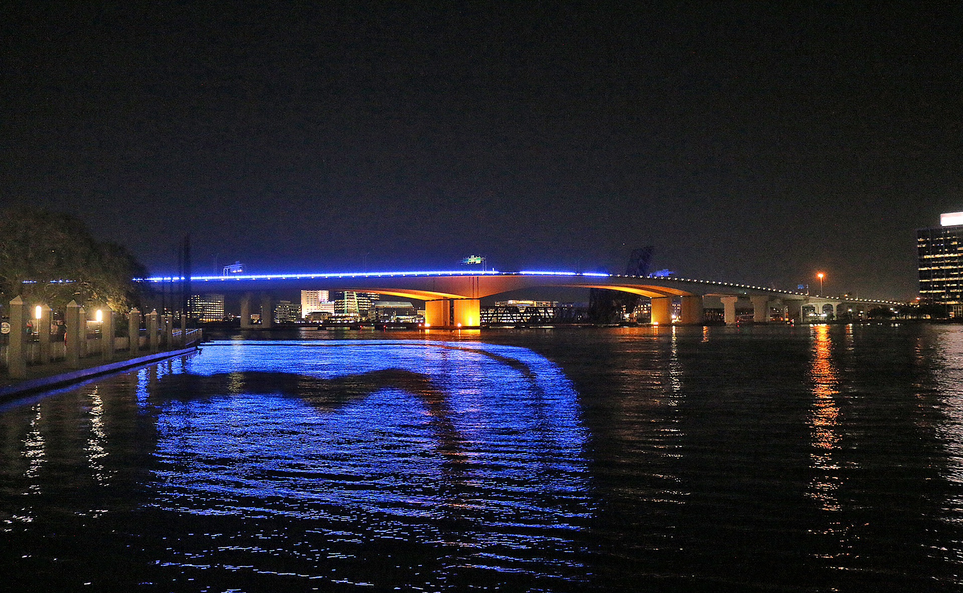 a bridge with lights on it