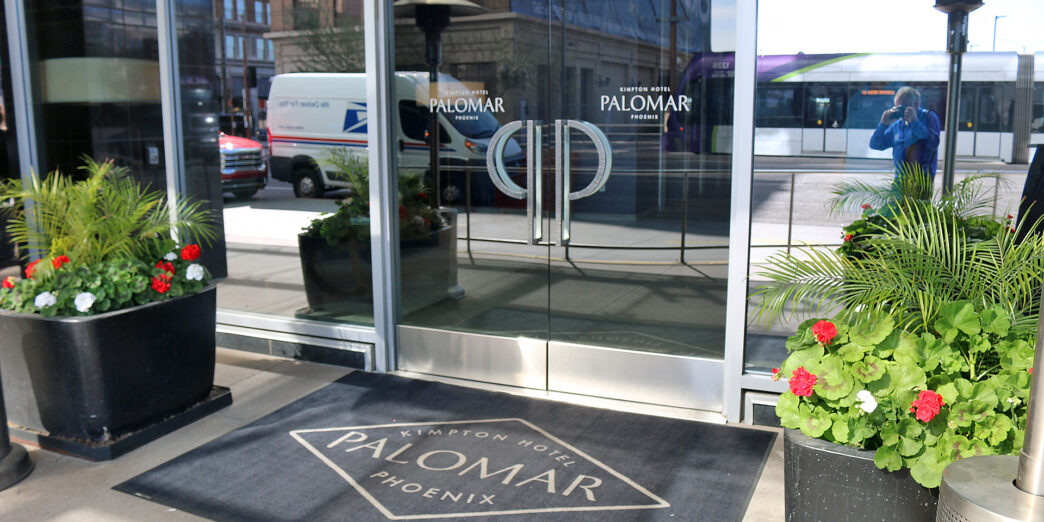 a doormat outside of a building