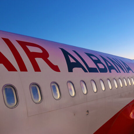 a close up of a plane