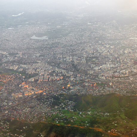 an aerial view of a city