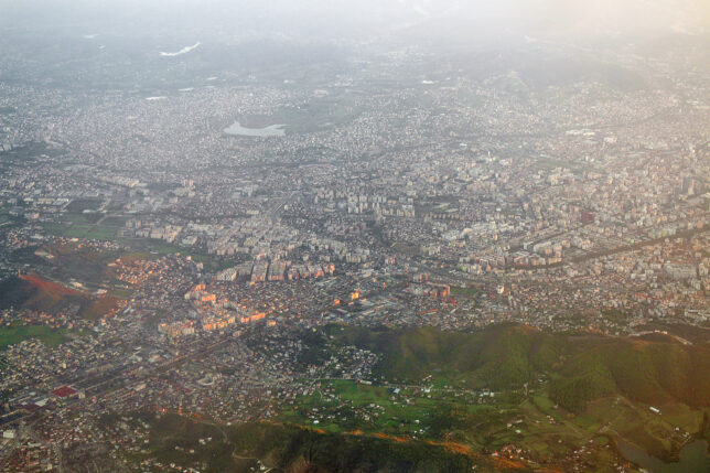 an aerial view of a city