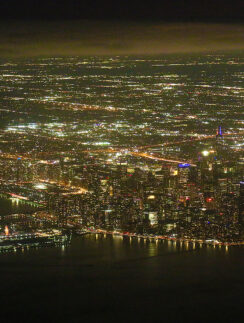 a city at night with lights