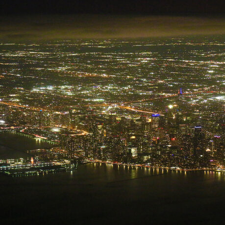 a city at night with lights