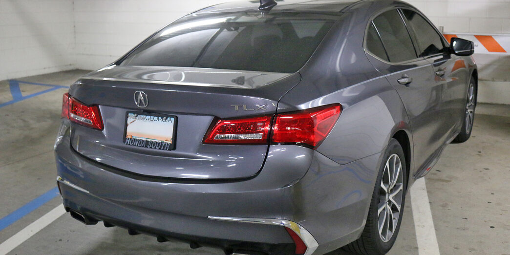 a car parked in a garage
