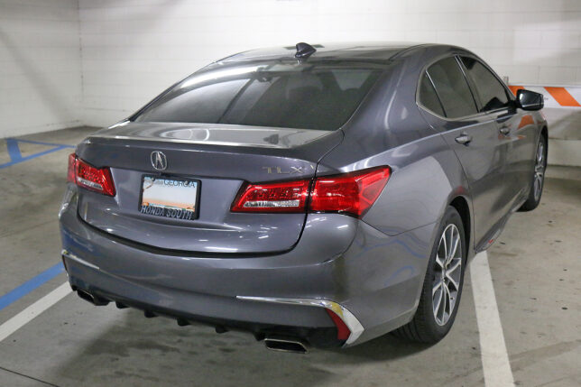 a car parked in a garage