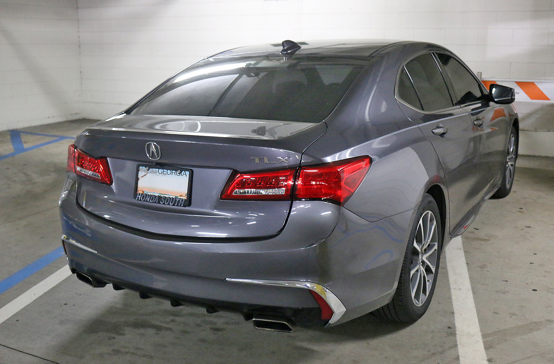 a car parked in a garage