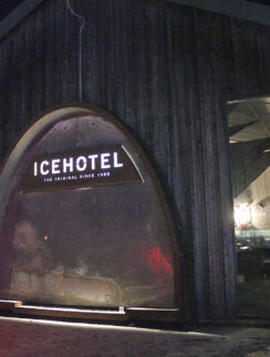 a building with a sign on the front