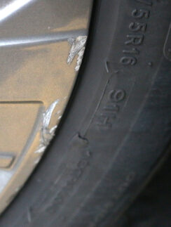 a close up of a tire