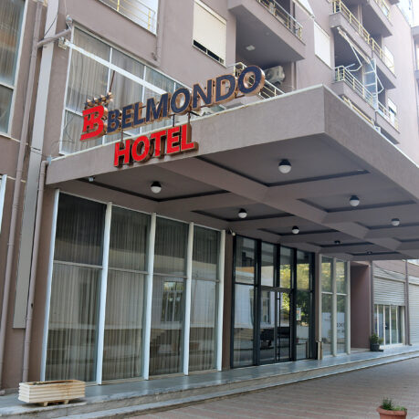 a building with a sign on the front