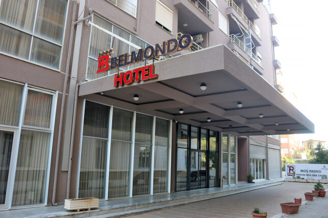 a building with a sign on the front