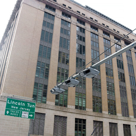a street sign and a building