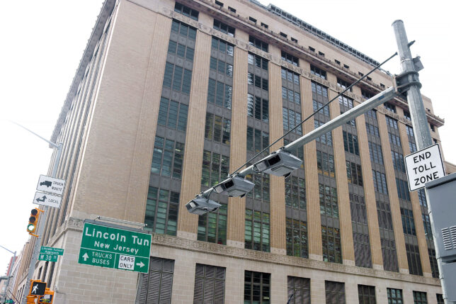a street sign and a building