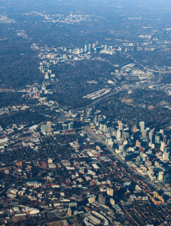 an aerial view of a city