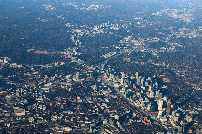 an aerial view of a city