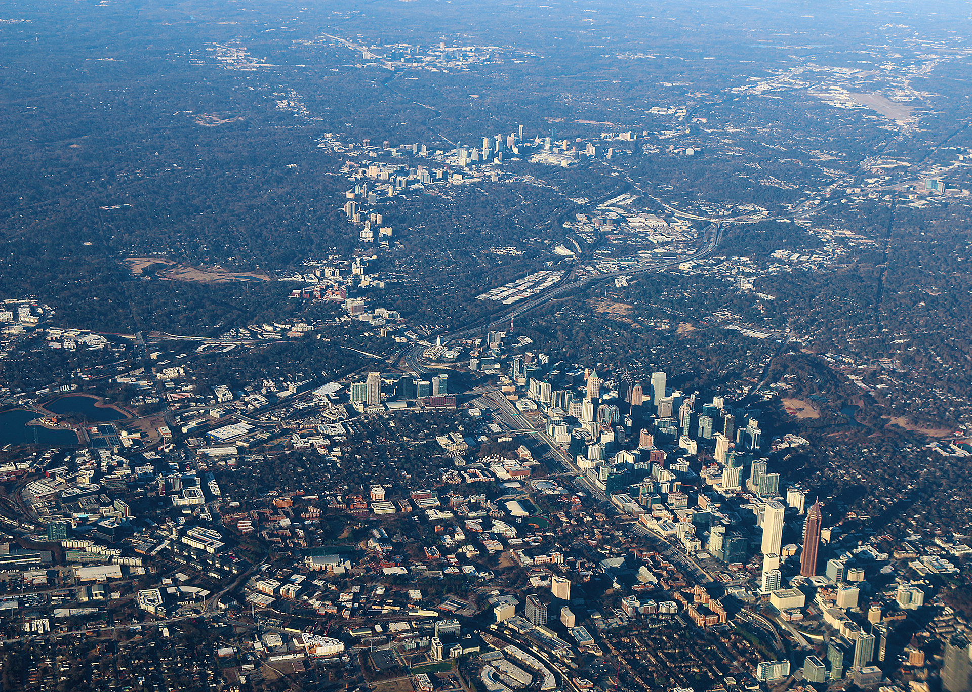 an aerial view of a city