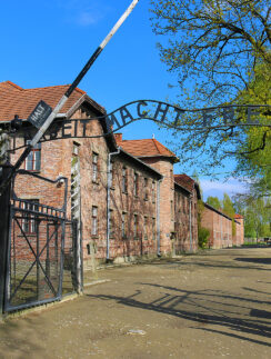 a gate to Auschwitz concentration camp