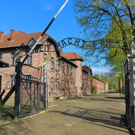 a gate to Auschwitz concentration camp