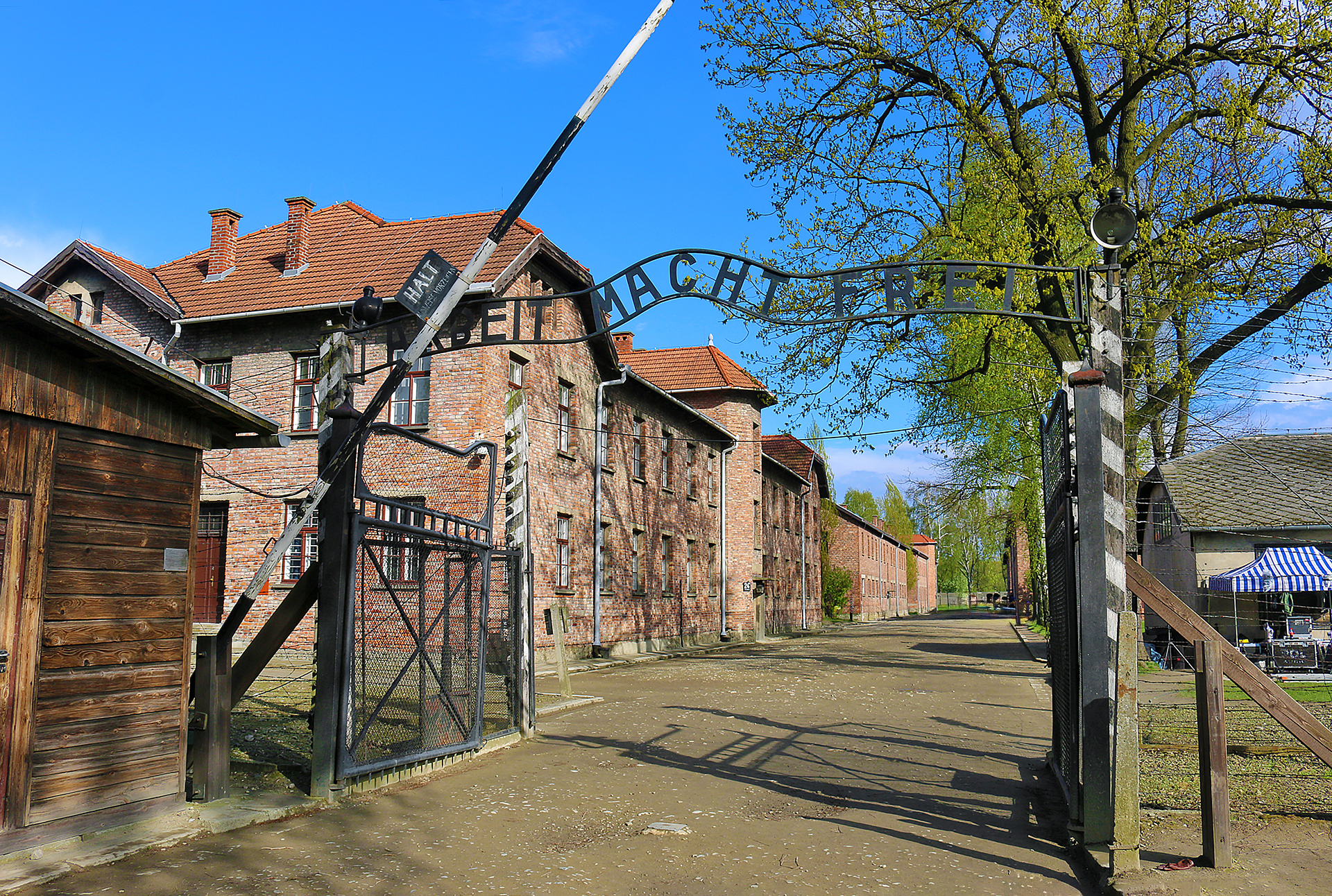 a gate to Auschwitz concentration camp