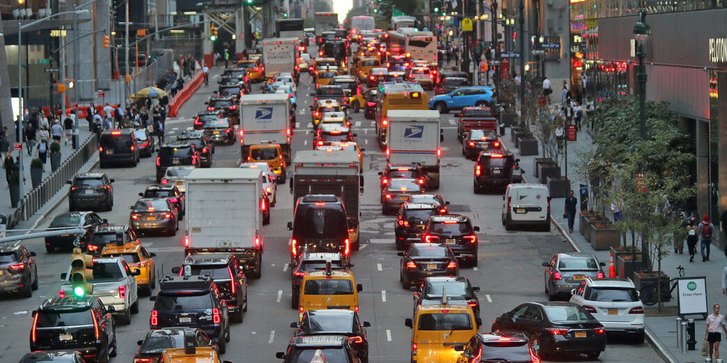 a traffic jam in a city