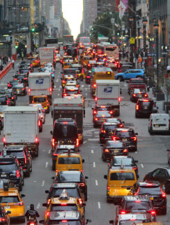 a traffic jam in a city