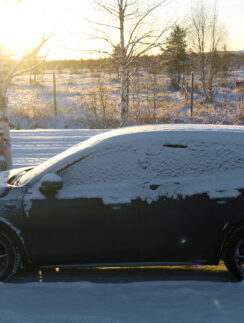 a car parked in the snow