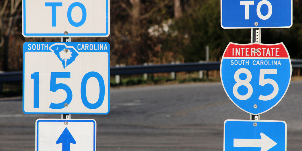 a road signs on the road