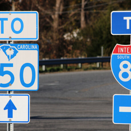 a road signs on the road