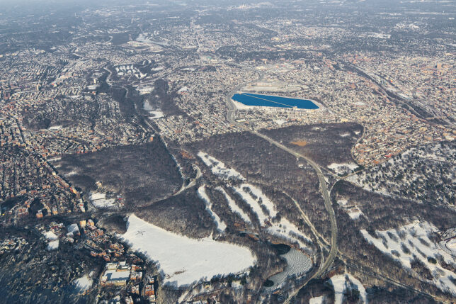 an aerial view of a city