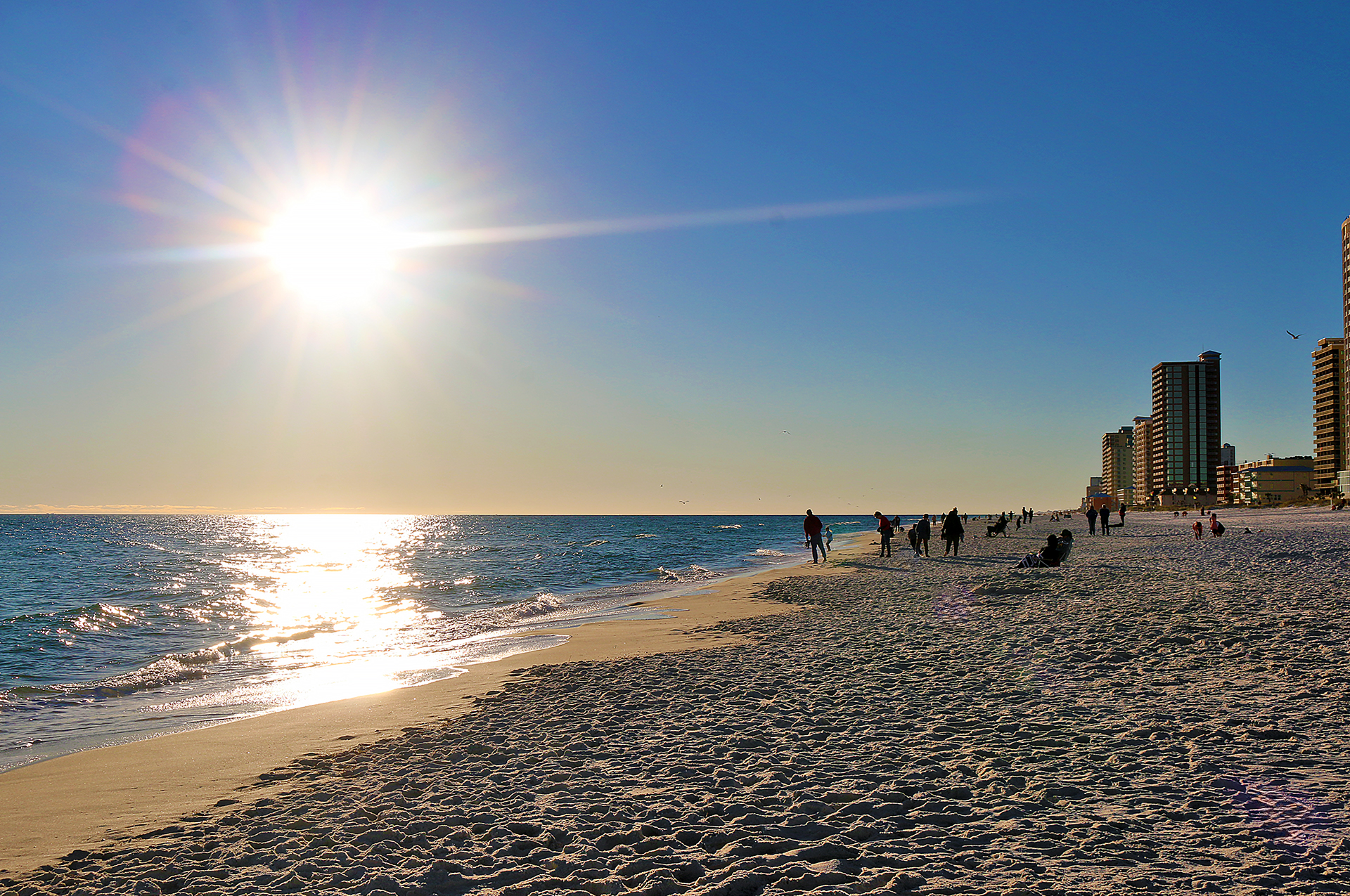 a group of people on a beach