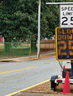 a speed limit sign on a trailer
