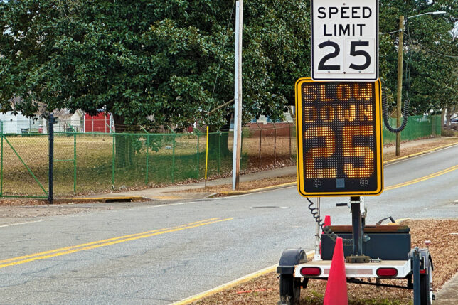 a speed limit sign on a trailer