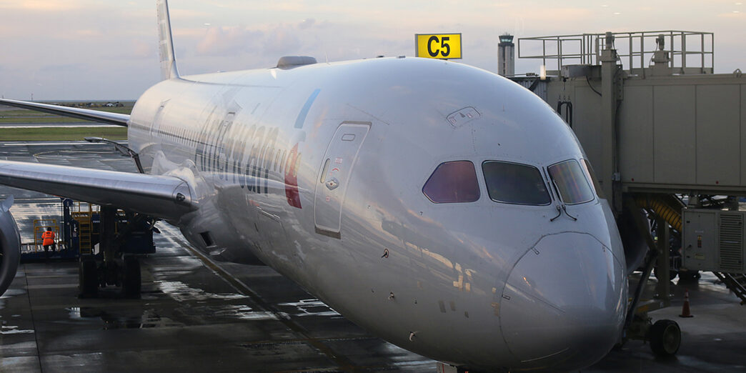 a large airplane at an airport