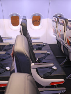 a row of seats in an airplane