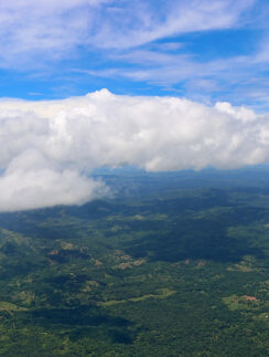 aerial view of a landscape with clouds
