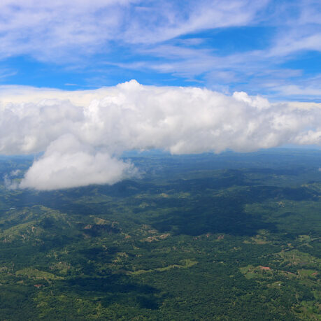 aerial view of a landscape with clouds