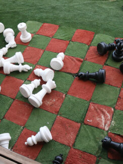 a chess board with chess pieces on it