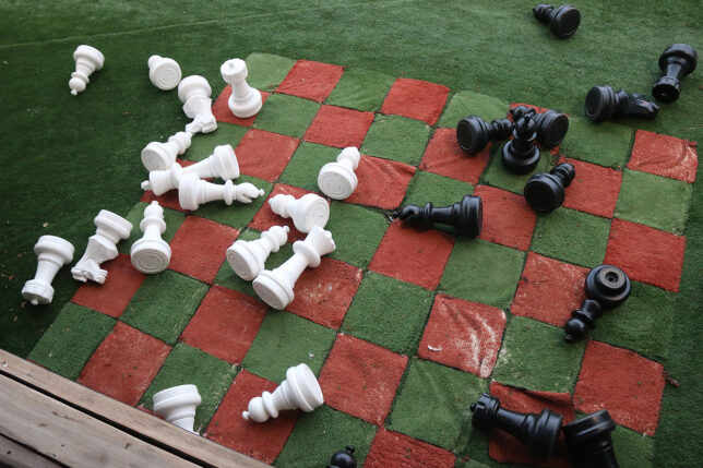 a chess board with chess pieces on it