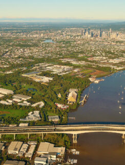 a aerial view of a city