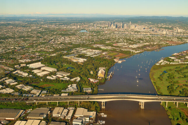 a aerial view of a city
