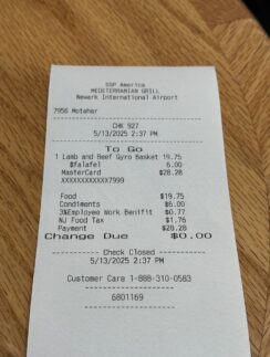 a receipt on a table