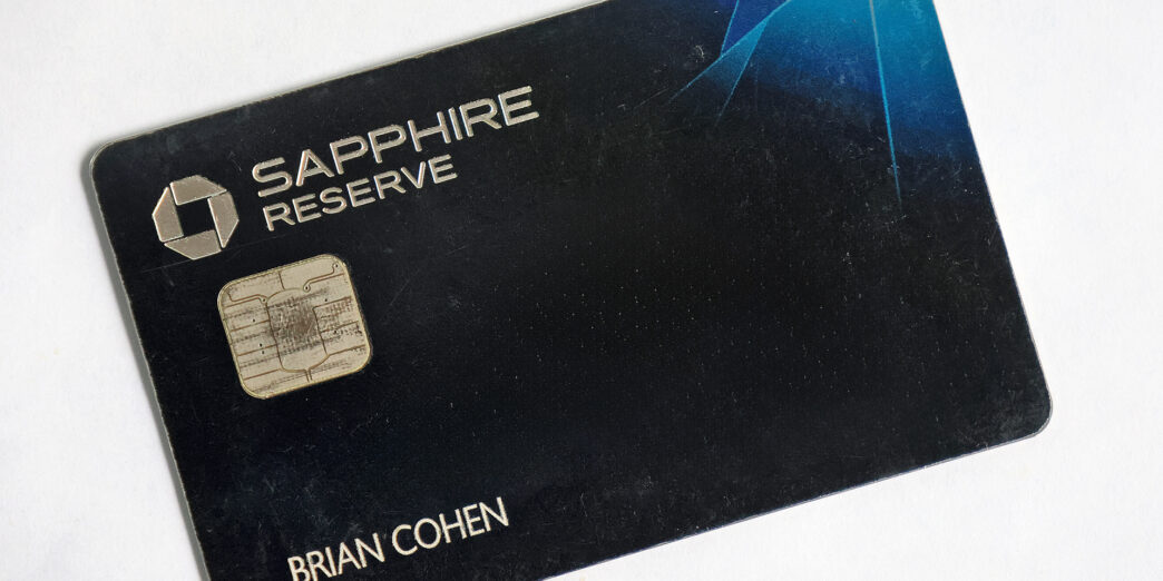 a black card with a chip on it