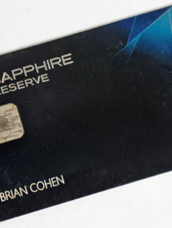 a black card with a chip on it