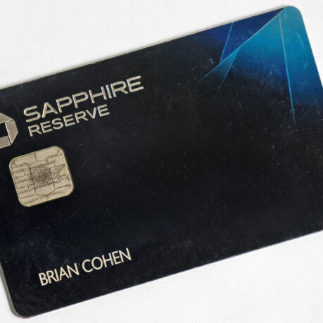 a black card with a chip on it