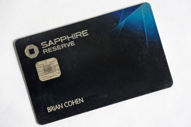 a black card with a chip on it