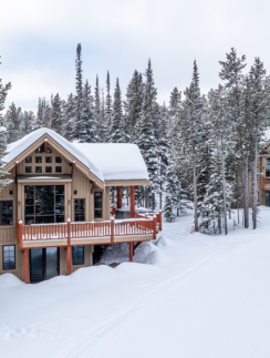a person skiing down a snowy slope
