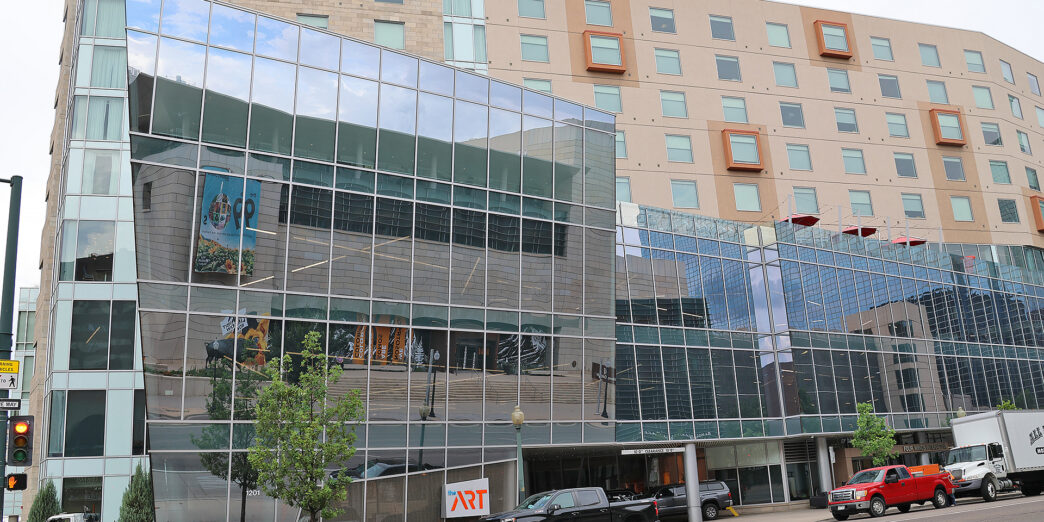 a building with glass windows