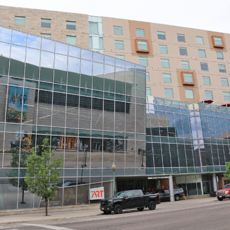 a building with glass windows