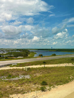 a road with a bridge over water