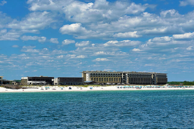 a building next to the water