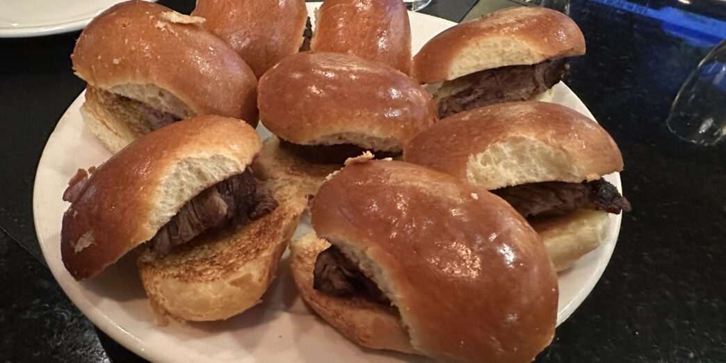 a plate of sandwiches on a table